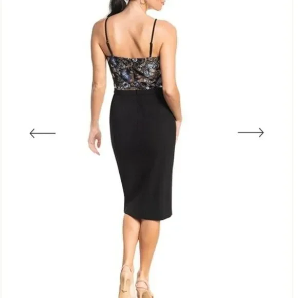 Dress The Population Giulia Sequin Sheath Dress Women's XS Floral Whimsigoth - Picture 8 of 8